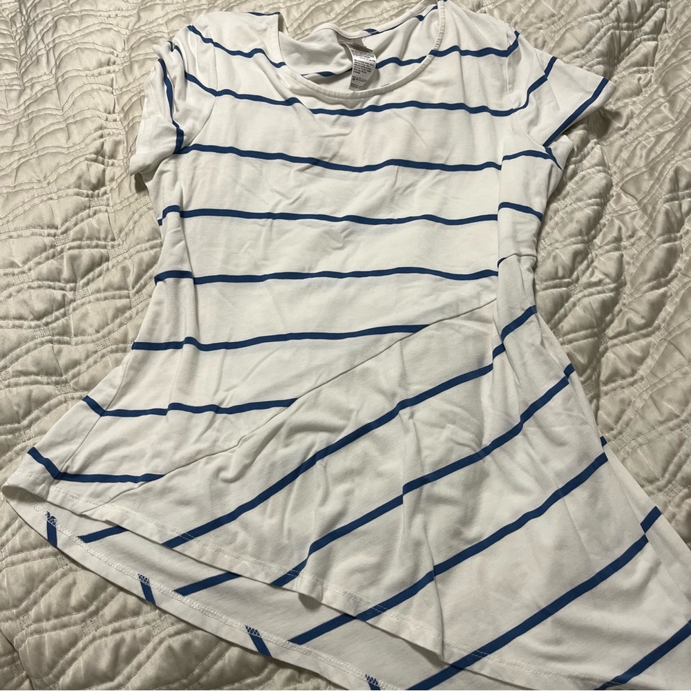 Chicos soft blue and white striped top